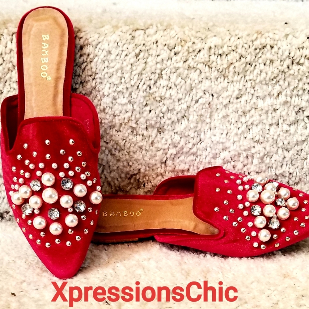 Velvet Pearls & Rhinestone Slides - Picture 3 of 4